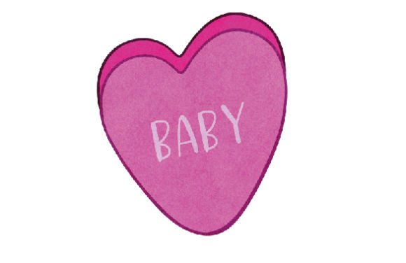 Candy Heart Baby Sticker, Watercolor Crafts