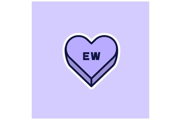Candy Heart Ew Sticker for Valentine Crafts & Design
