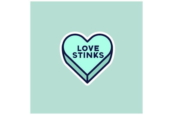Candy Heart Love Stinks Sticker for Valentine Crafts & Branding