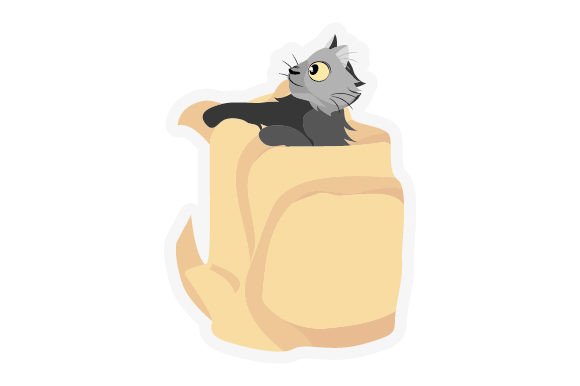 Cute Cat Hiding in Bag Sticker: Crafty Branding for Local Cats