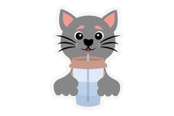 Kawaii Cat Drinking Smoothie Sticker