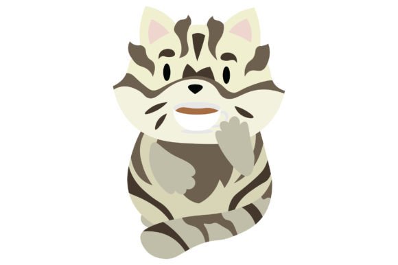 Kawaii Cat Drinking Tea Sticker for Crafts & Cats
