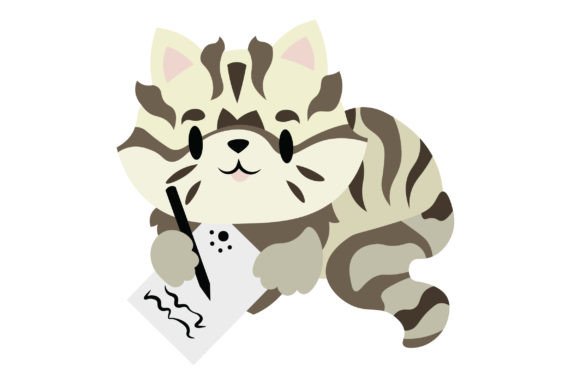 Kawaii Cat Writing Letter Sticker for Cat Crafts Branding