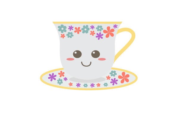 Kawaii Teacup Sticker for Crafts and Tea
