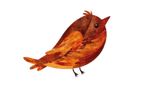 Spring Birds, Sticker Style, Watercolor