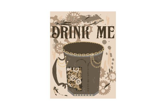 Steampunk Drink Me Sticker for Crafts and Branding