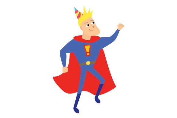 Superhero with Party Hat Sticker for Crafts & Birthday